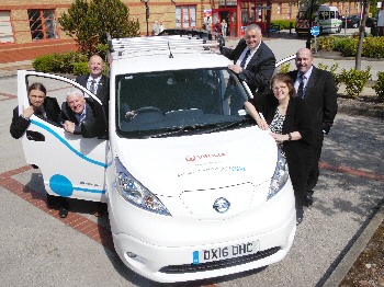 MP Rosie Cooper joins representatives from the Trust and Veolia with the new eco-van.
