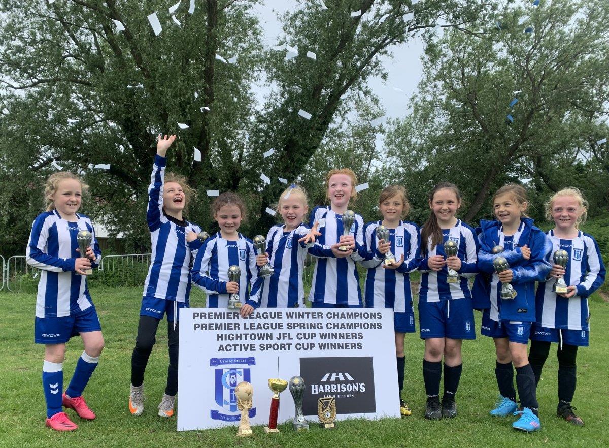 The players pictured Left to Right on team picture:- Matilda Gray, Isla Birkett, Orlaith Mccourt, Emmy Boardman, Aoibheann Pugh, Mollie Mee, Isla Daniels, Elsie Davies and Jess Byrnen.