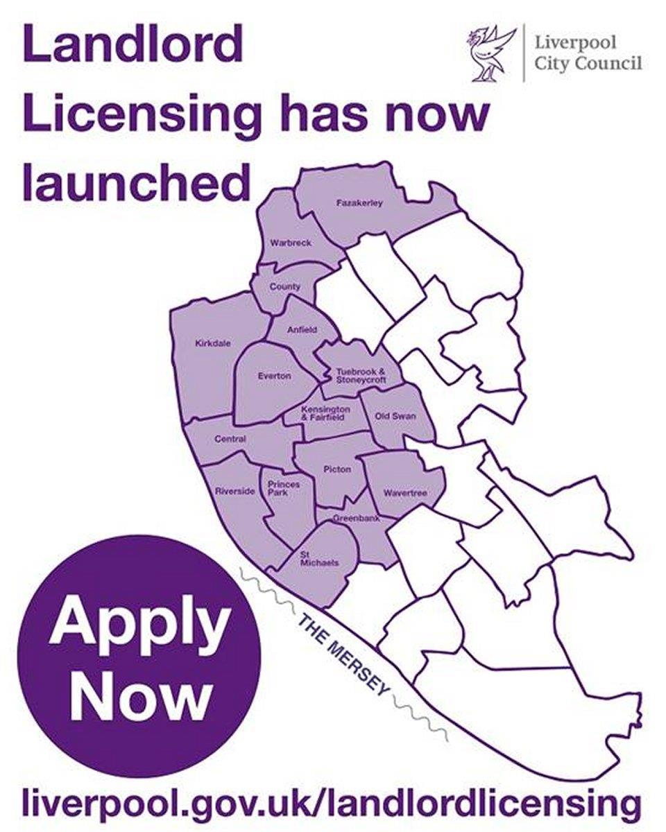 Landlord Licensing: The scheme covers 80% of the private rented housing sector in Liverpool (shaded purple)