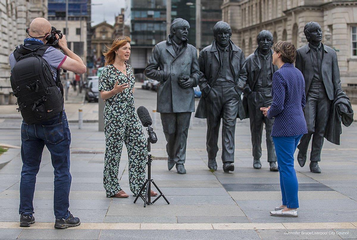 Claire McColgan interviewed by the media during the Events Research Programme  Liverpool City Council