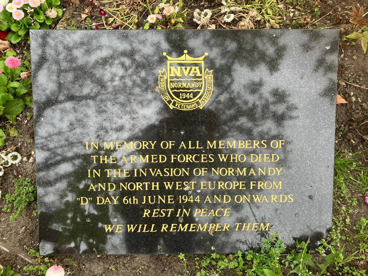 The D-Day memorial stone in St John's Gardens, Liverpool.