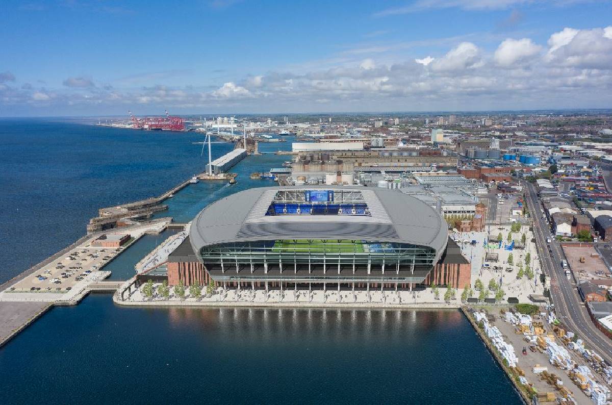 Everton's new Stadium at Bramley Moore Dock which is based on the City's North shore.