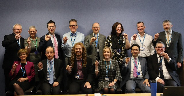 Members of CWP executive board with NHS Rainbow Badges.